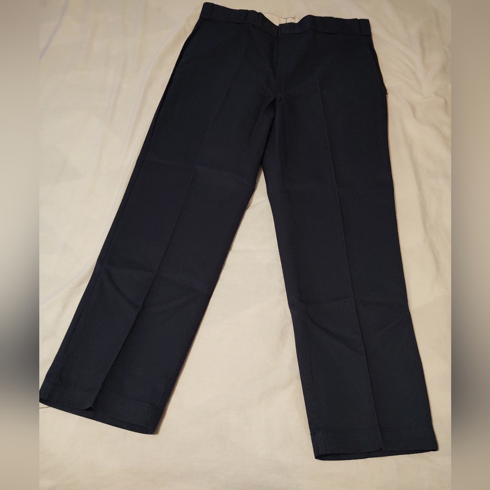 Vintage Dickies Men's Navy Plain Front Twill Pants 42/32 NWT